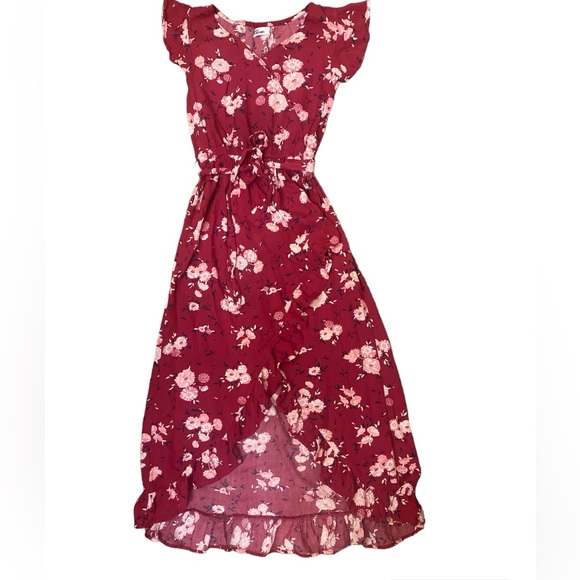Girls maxi burgundy floral dress - Picture 5 of 7